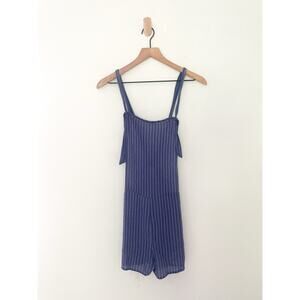 3/$20 NWT Ivy & Main Blue Striped Overall Romper Size Medium Blue Stripe